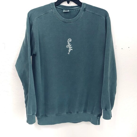 Comfort Colors Sweatshirt Mens Medium Garnet Dyed Ring Spun Fiddlehead Fern Cozy - Picture 1 of 8